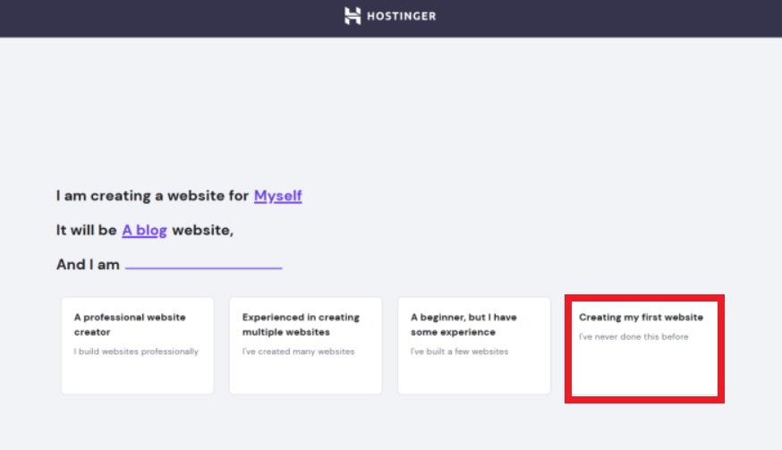 Select myself for hostinger hosting
