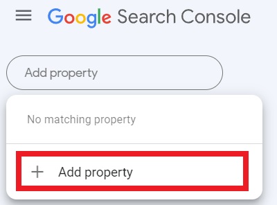 add a property in google search console
