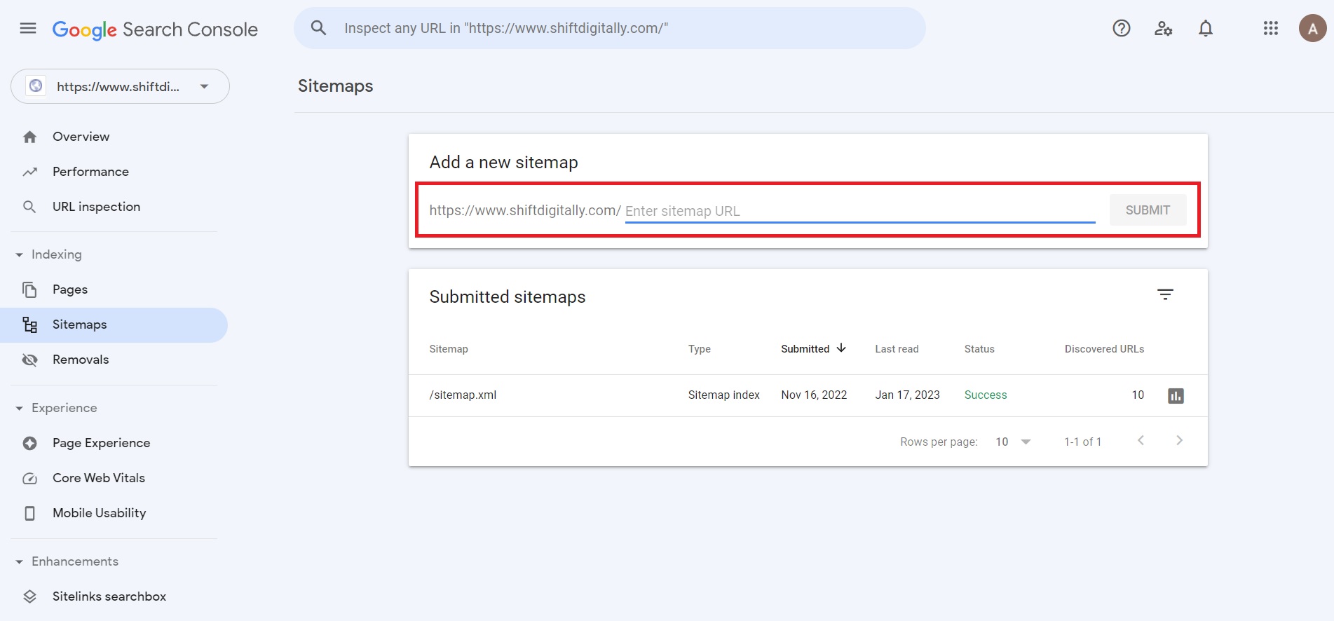 adding sitemap in google search console