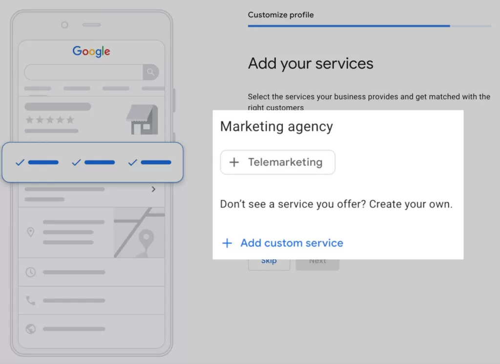 Add specific services in Google Business Profile