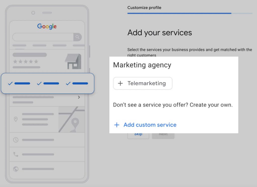 Add specific services in Google Business Profile