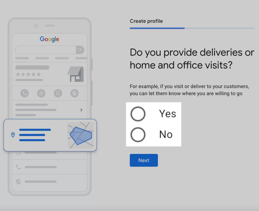 Delivery prorities in Google business profile setup